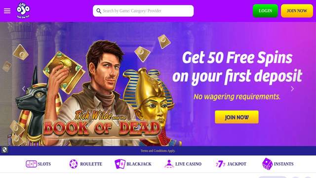 PlayOJO casino screenshot